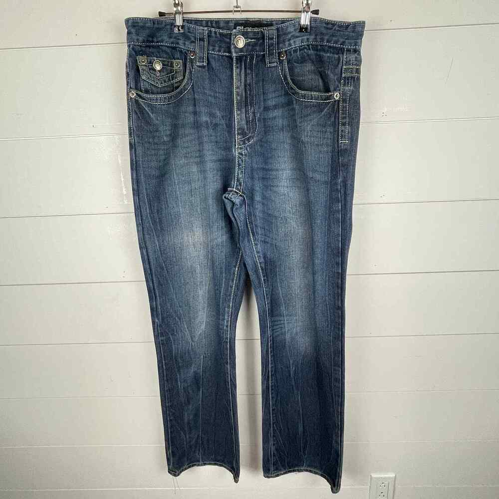 CJ Black Premium Jeans Mens 33 x 32 Relaxed Fit Straight Leg Embellished Denim - Picture 2 of 12